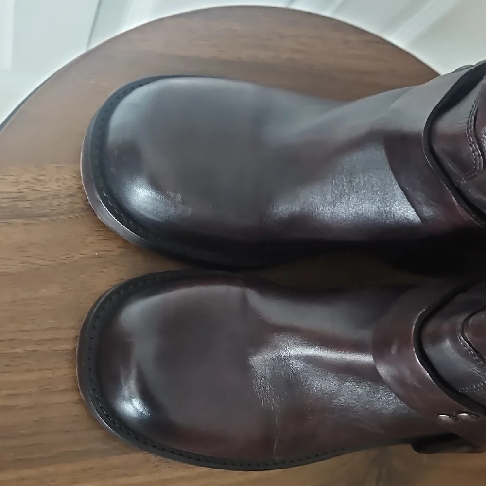 NEW! VINTAGE FOUNDRY CO Brown Leather Mathilde Star Heeled Moto Boots 7.5. - Picture 5 of 9